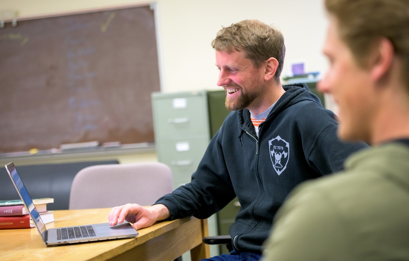 Student working on laptop