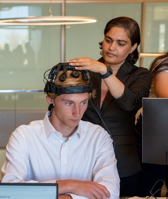 A professor and student in a lab