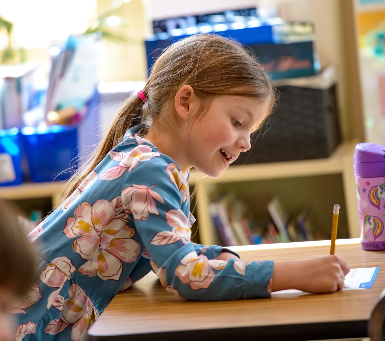 Student working at desk