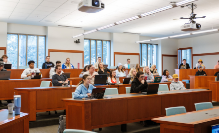 Students attending class