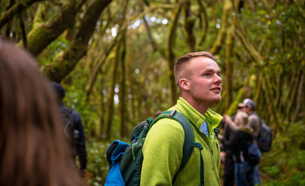 A class takes a hike during a study abroad trip