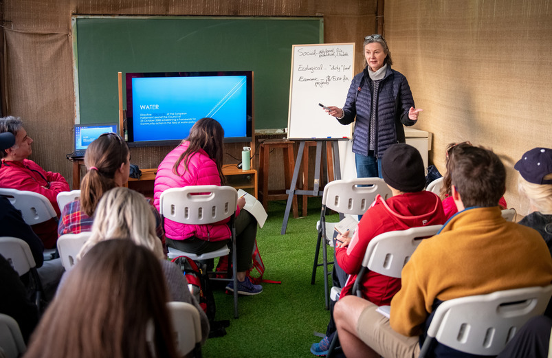 Professor talks to a class