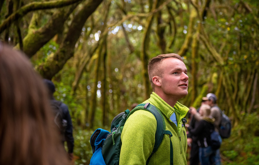 A class takes a hike during a study abroad trip