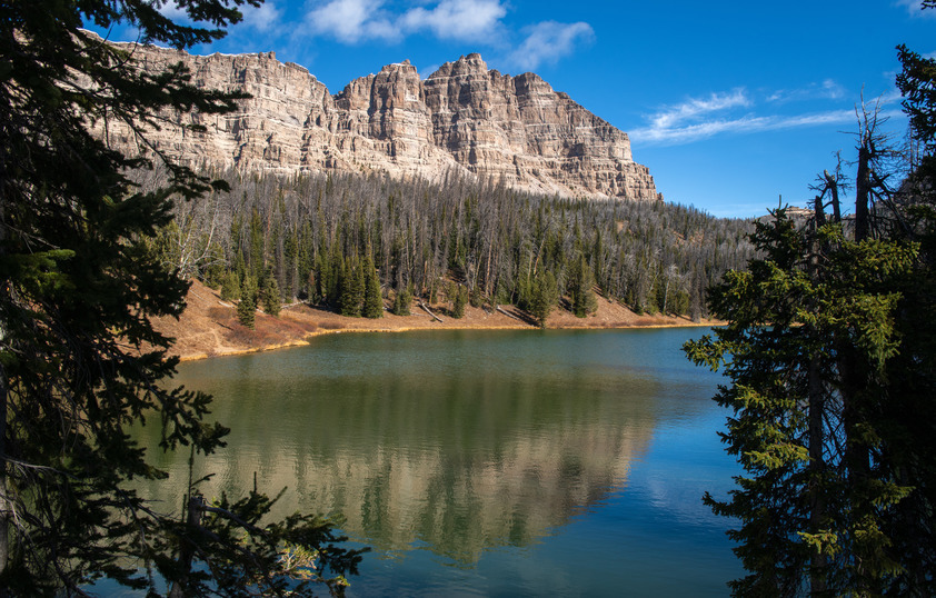 The mountains reflecting on a lake