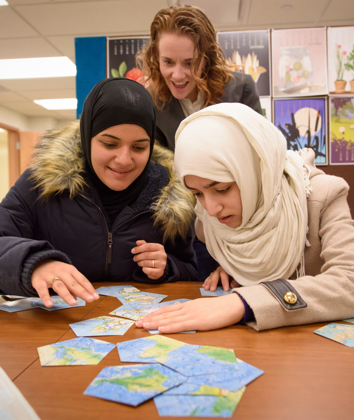 A professor teaching two students