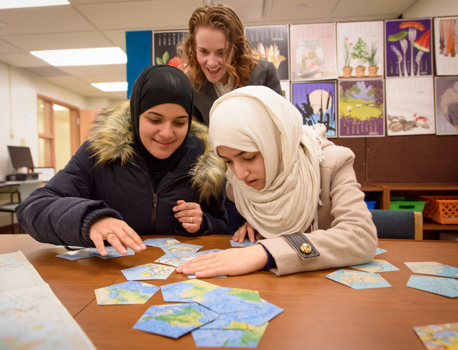 A professor teaching two students