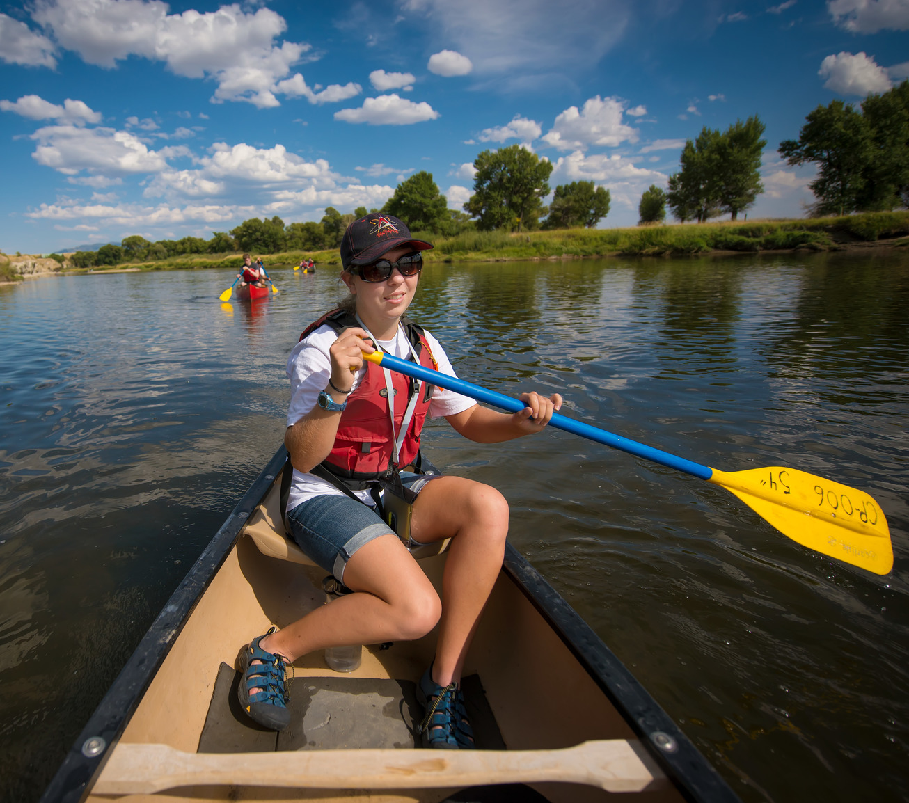 Student in canoe