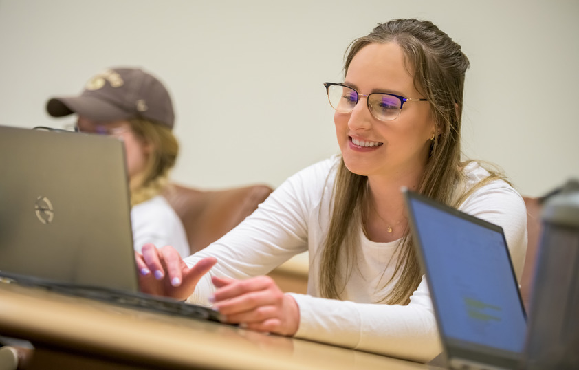 Student working on computer