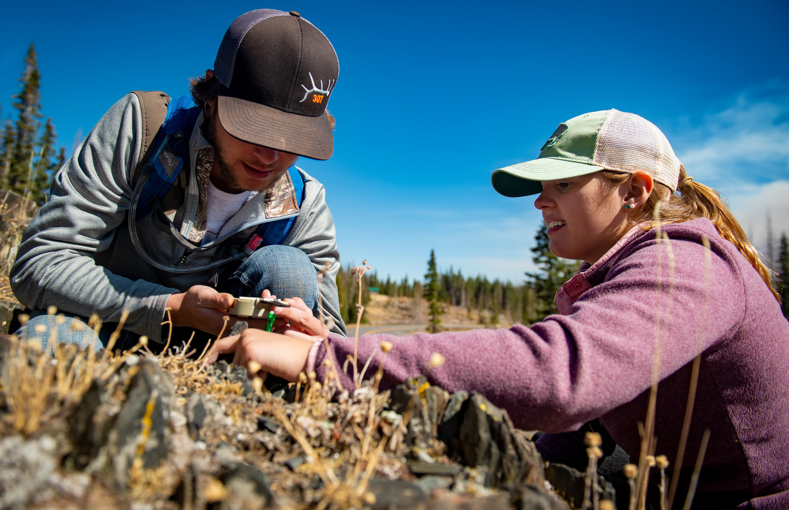 Two students in the field