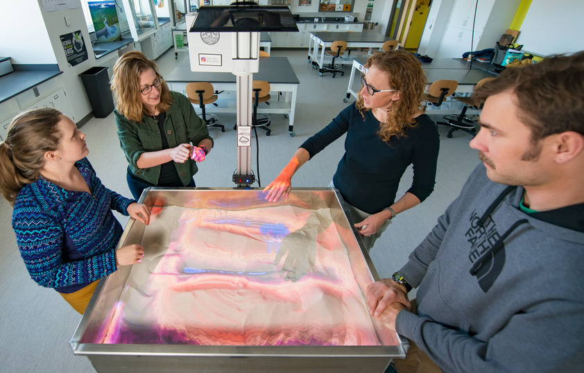 Group of people work on a heat map together