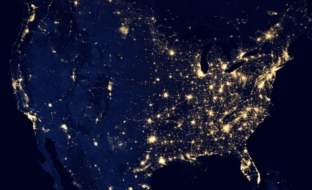 A light map of the United States