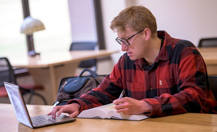 Student working on a computer