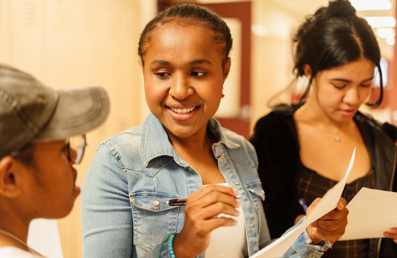 Students participate in a class activity