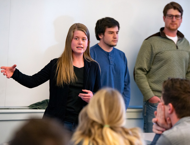 Pre law student gives a presentation