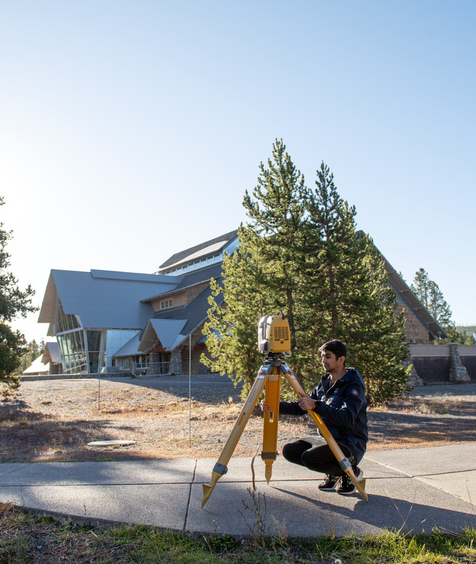 Student working on an architectural engineering project