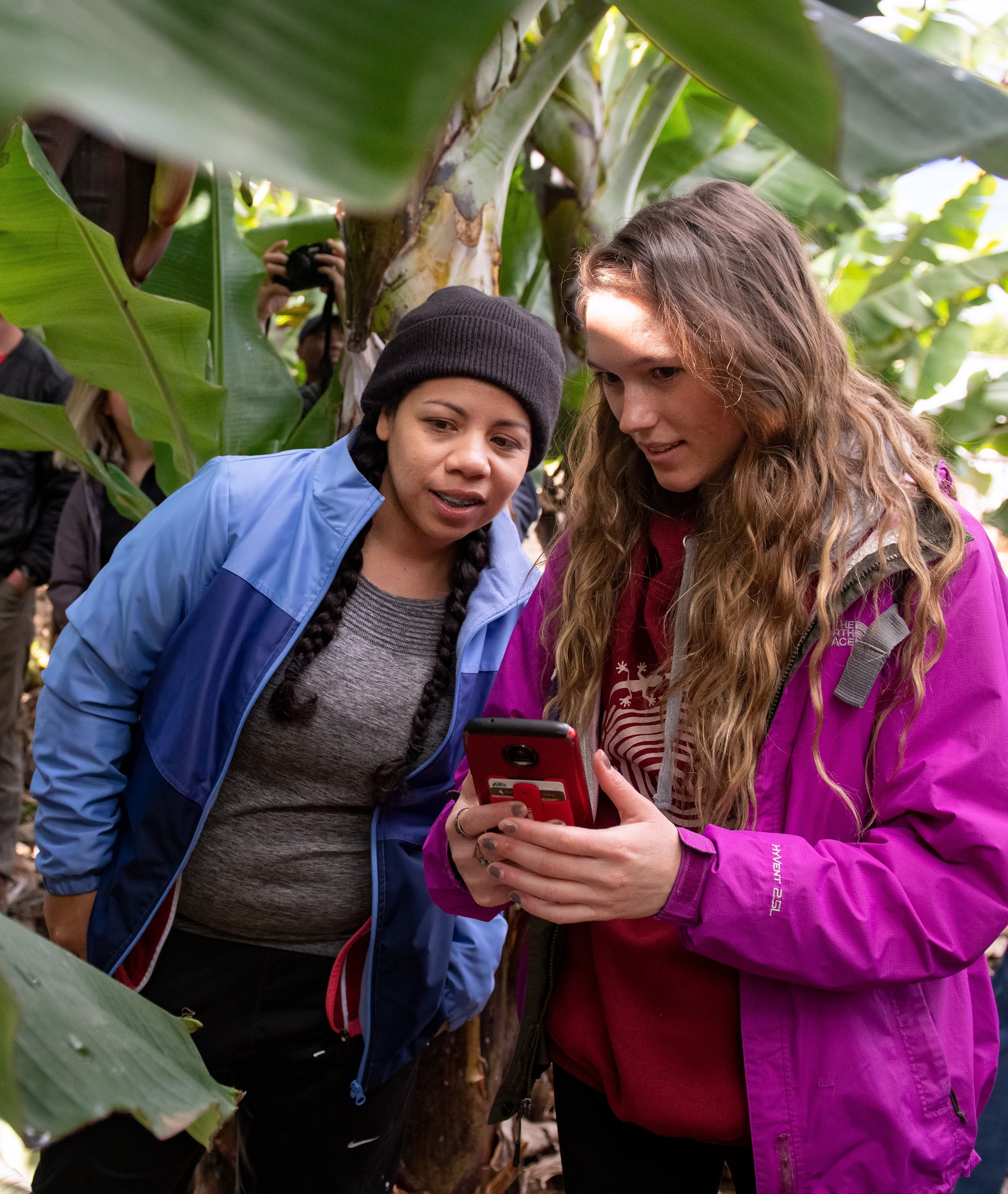 International studies students taking photos during their study abroad trip