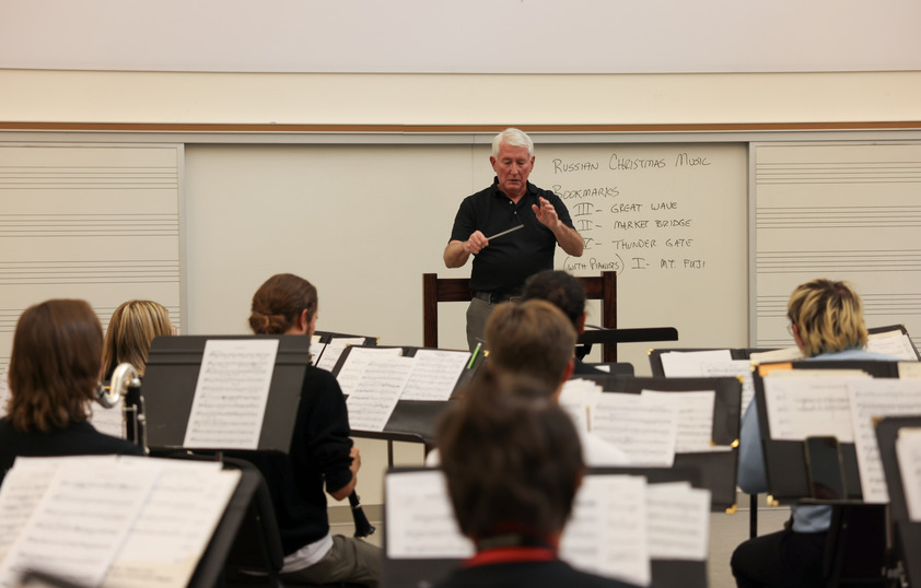Professor teaching a music class