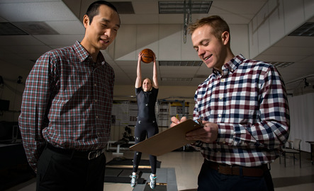 Student with ball in a K&HP lab