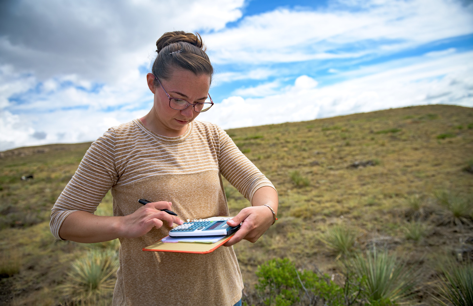 Woman surveying