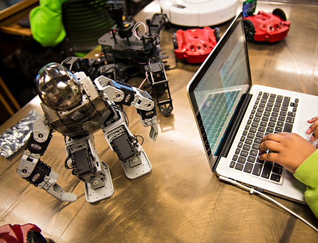 A robot on a desk