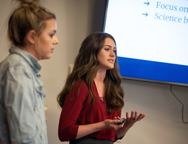 Marketing student presenting