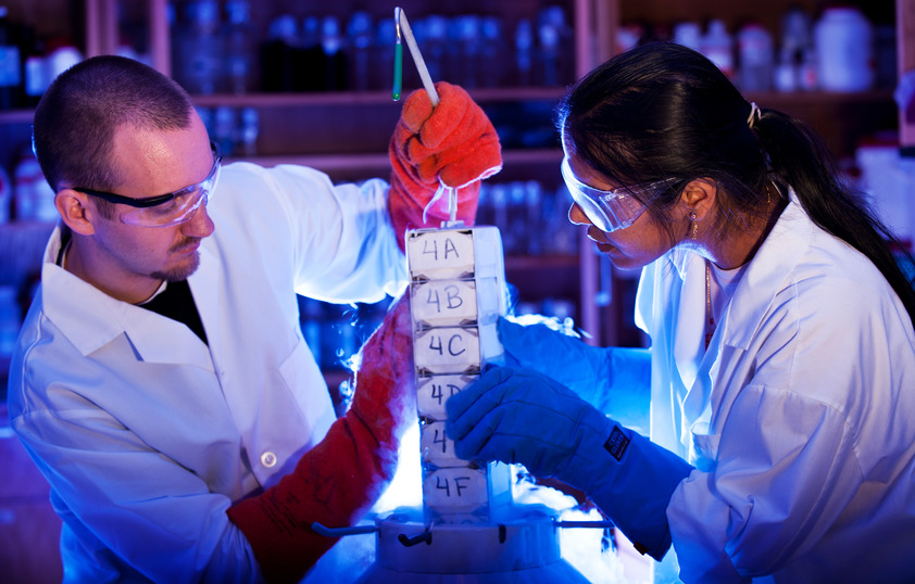 Students working in a lab 