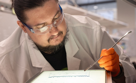 A student works in a lab