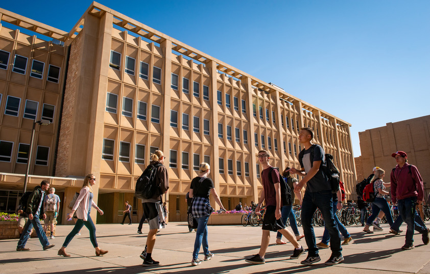 Students walking on campus