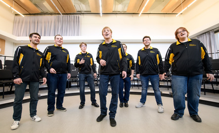 Students singing in a choir group