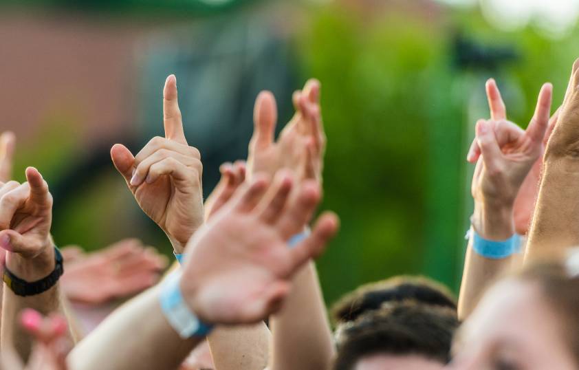 Hands up in the air during a concert