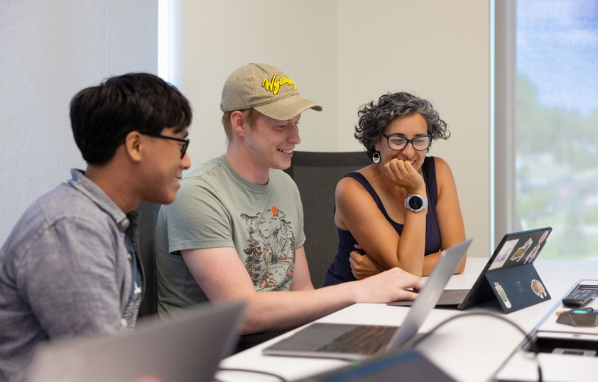 Three students in class