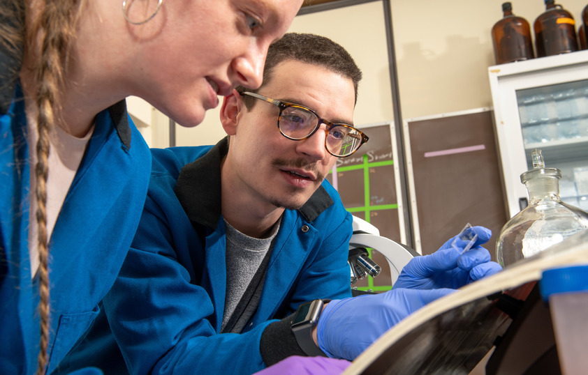 Two students in lab