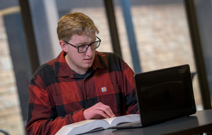 Student working on laptop