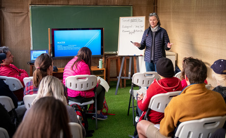 ENR teacher leading a class during a study abroad trip