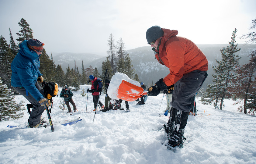 A class of students in the snow