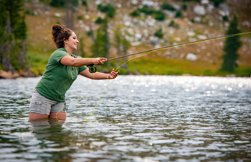 Student fly fishing near Laramie, Wyoming