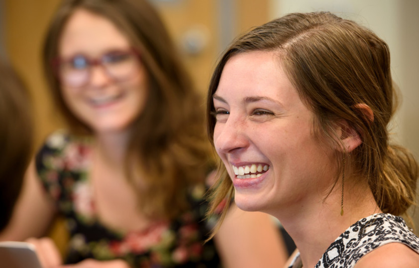 Student smiling in class
