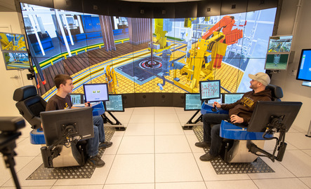 Students in drilling simulator