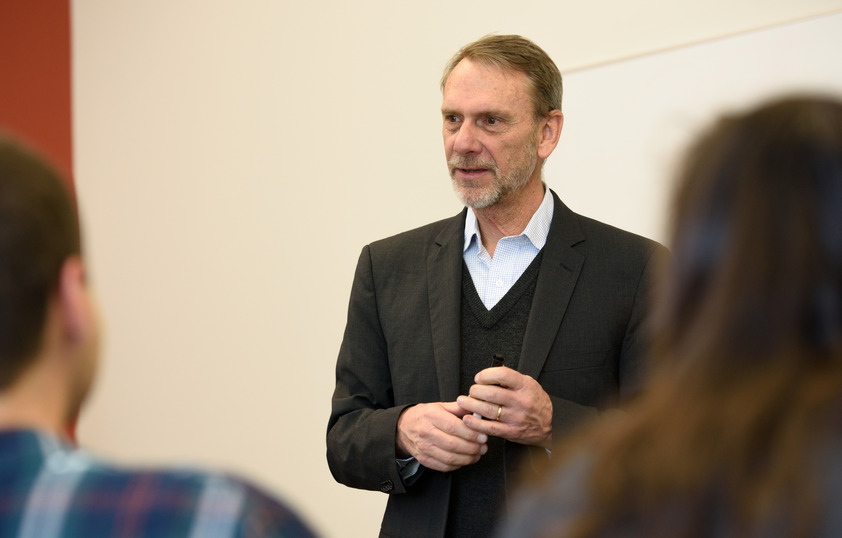 A professor teaches a class