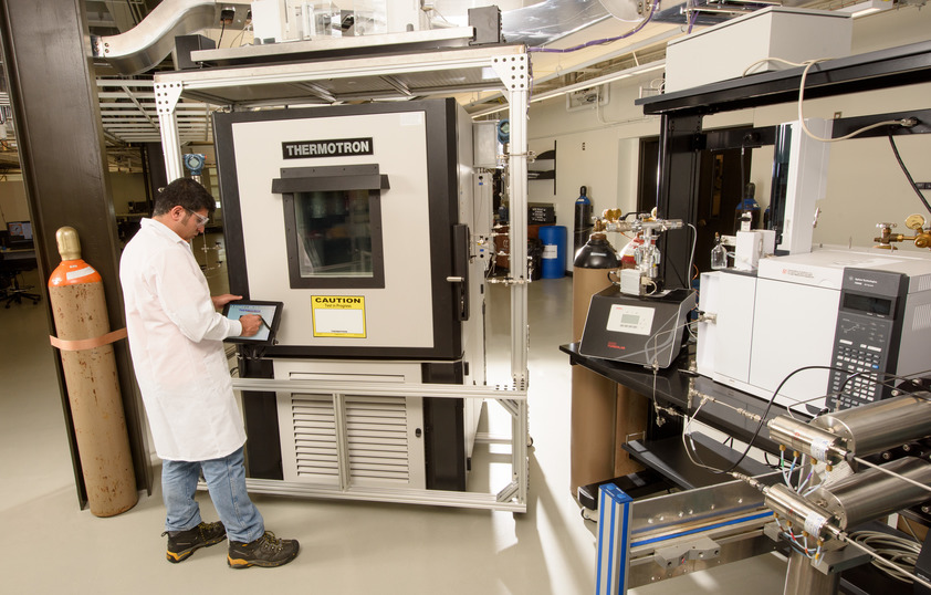 A professor working in the lab
