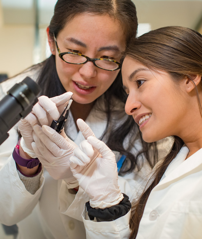 Two students in a lab