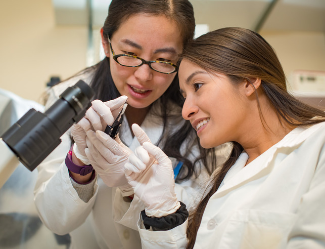 Two students in lab