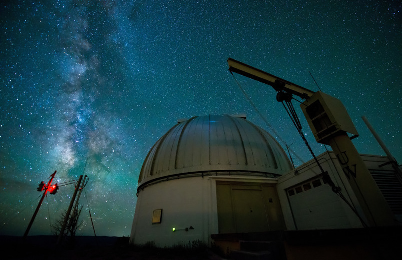 Observatory building at night