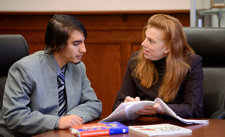 Student and professor talk