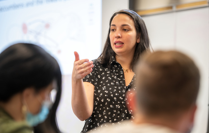 Professor teaching in front of class