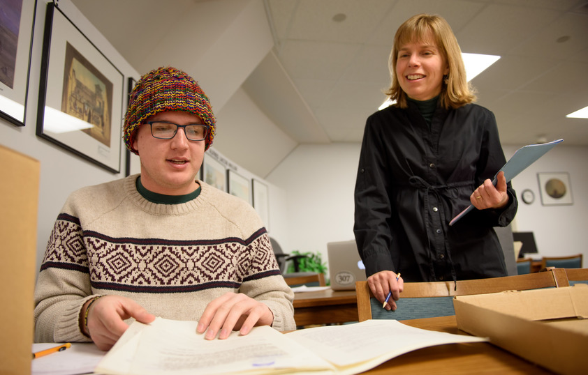 Student and professor in class