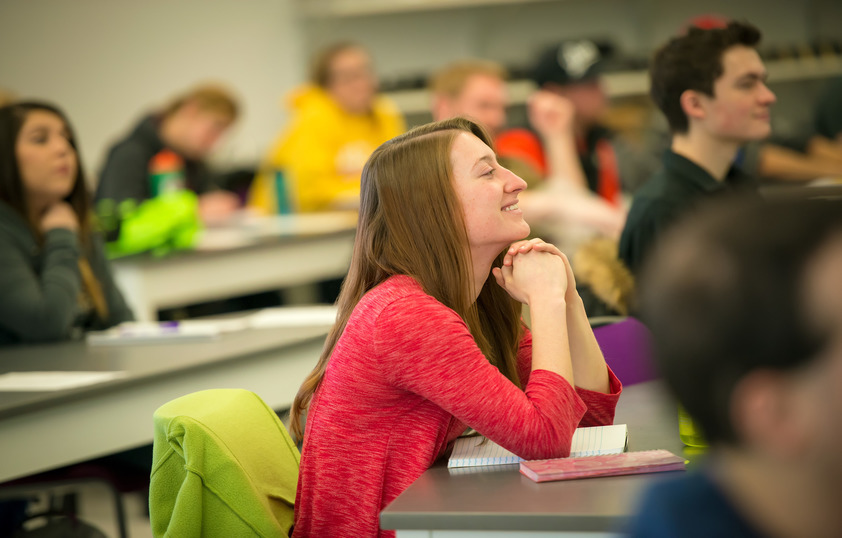 Student smiling in class