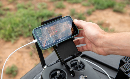 Phone screen showing a landscape