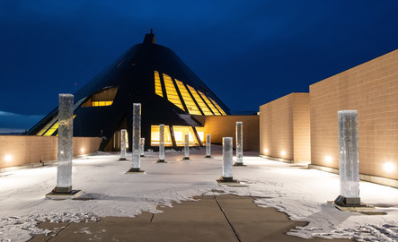 Sculptures on the roof of the visual arts building
