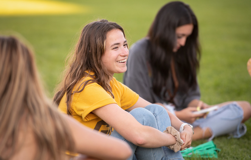 Students sitting on Prexy's